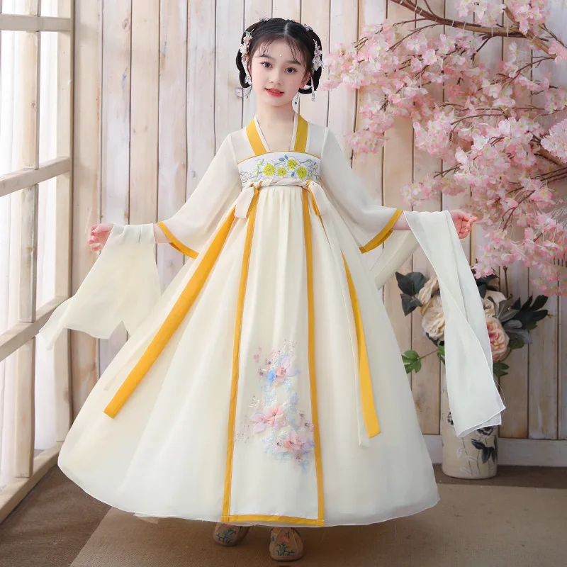 

Hanfu Girls Spring And Autumn Ancient Clothes Super Fairy Dress Children's Ancient Style High-end Chinese Style Improved Princes