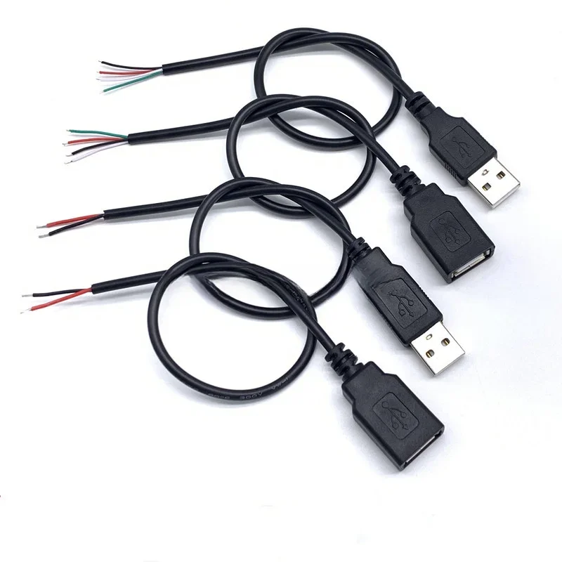 30cm Power Supply Cable 2 Pin USB 2.0 A Female Male 4 Pin Wire Jack Charger Charging Cord Extension Connector DIY 5V Line