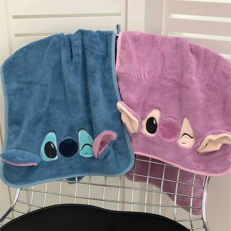 Disney Cute Stitch Towel Stitch Angel Couple Cartoon Coral Velvet Soft Face Towel Student Dormitory Home Quick-Drying Face Towel