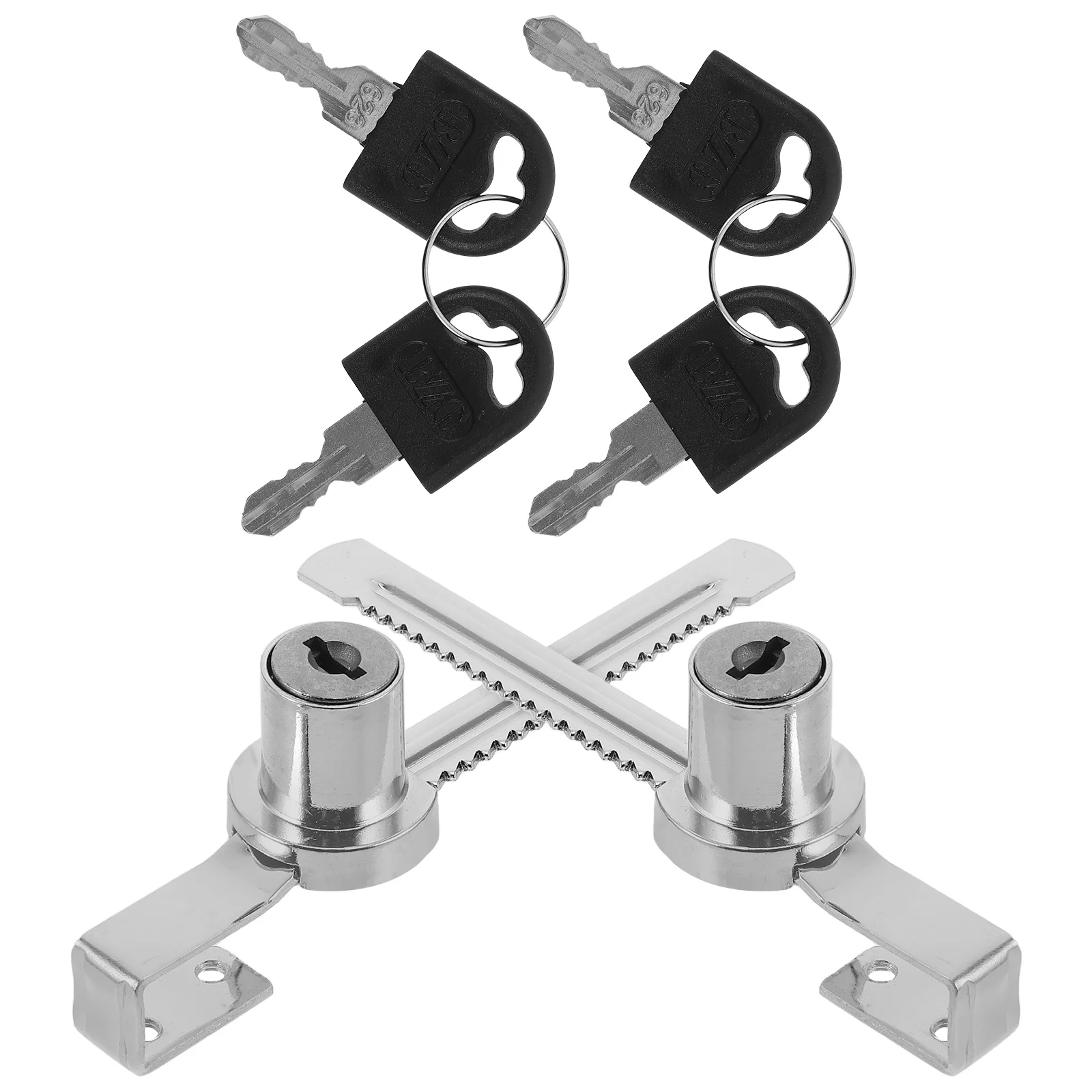 2 Sets Cabinet Door Lock Display Case for Cabinets Glass Refridgerator Sliding Ratchet Key