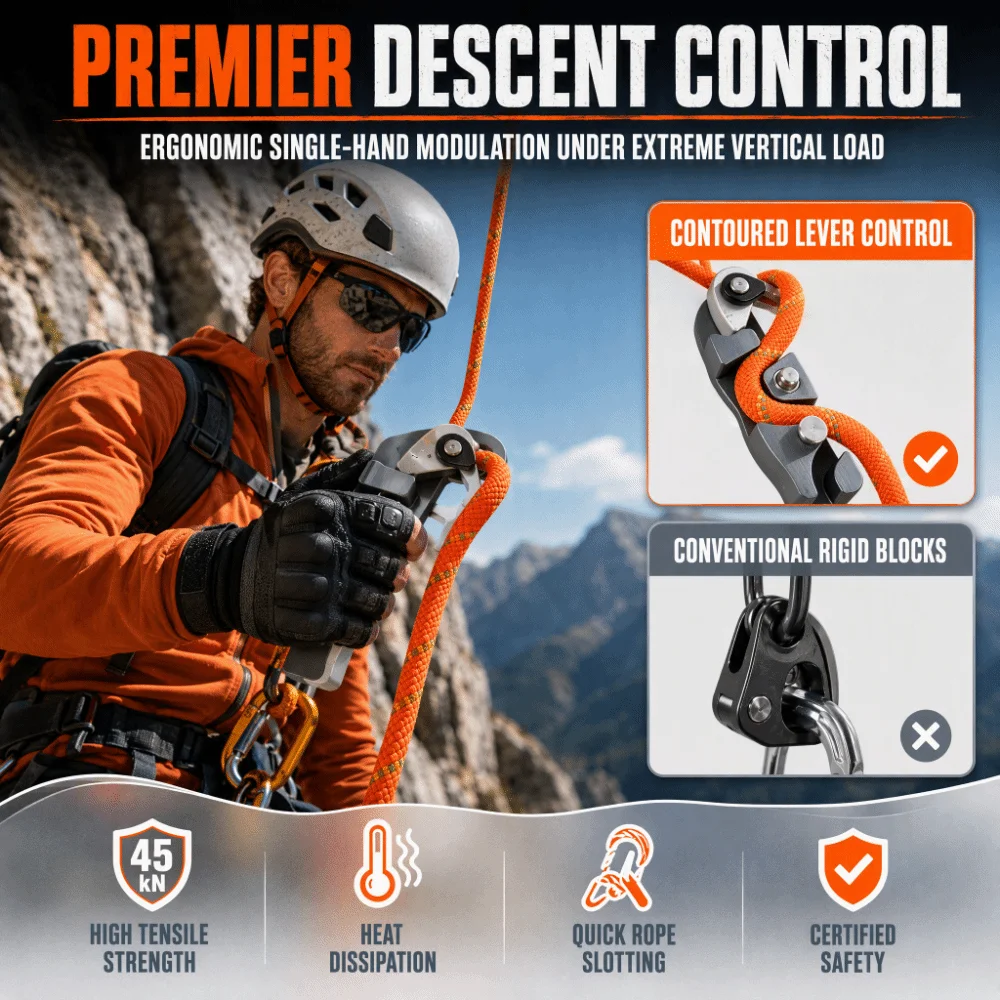 Slow Descent Descender Hand Control High Altitude Operation Descending Device Opening And Closing Manual Stopper