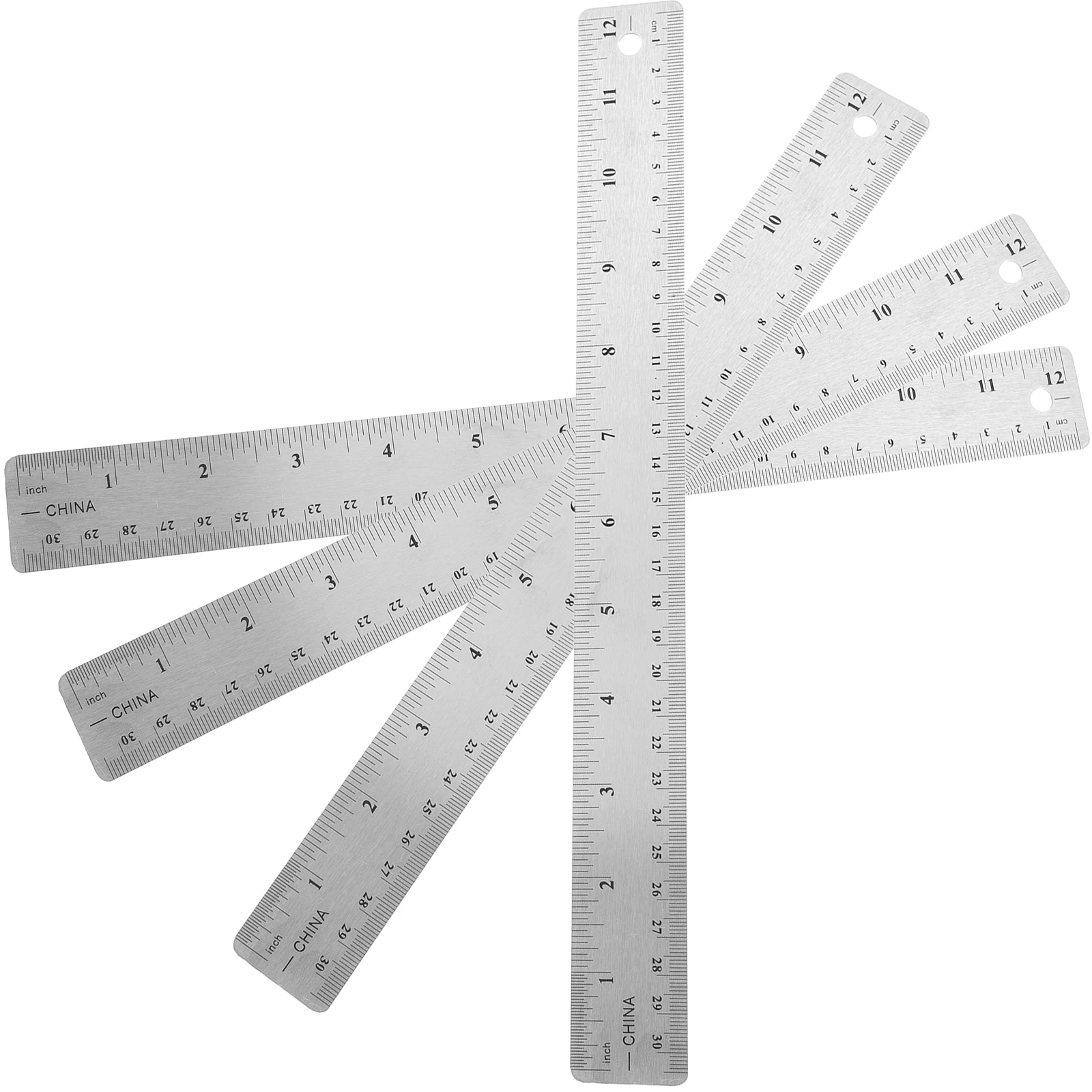 

4pcs Soft Cork Backing Stainless Steel Ruler Wear Resistant Shock Proof Kids Student Supply Classroom Office Home Inches