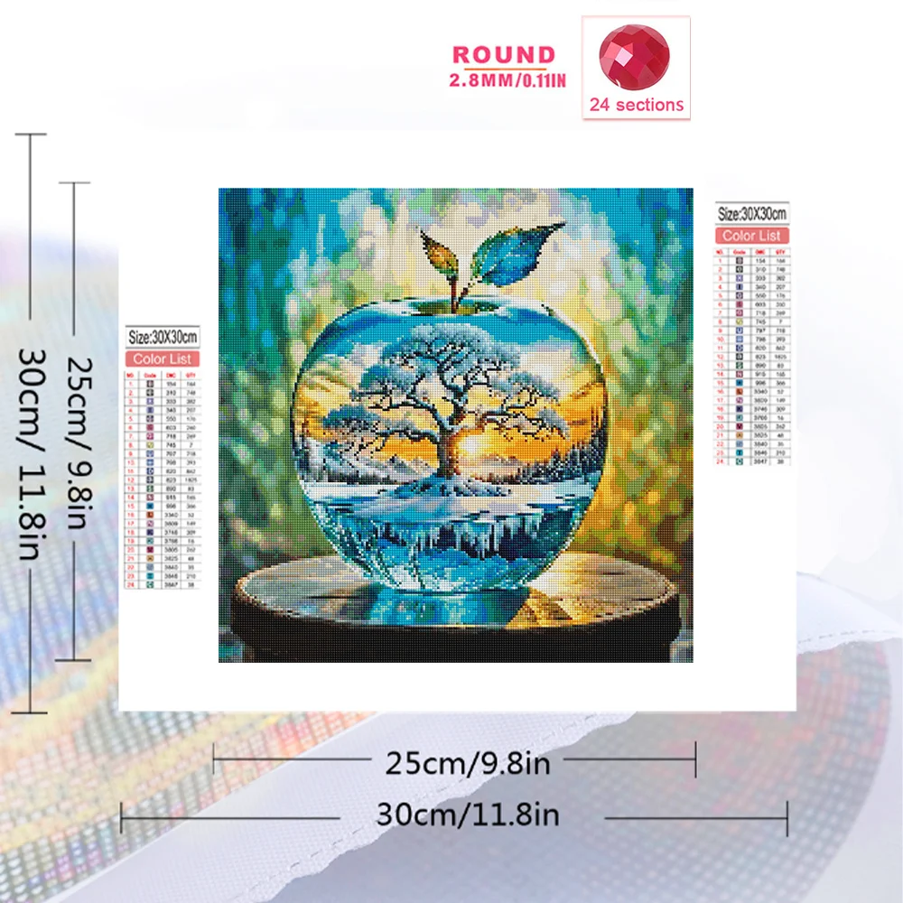 Evershine 5D Diamond Painting Apple Diamond Mosaic Snow Landscape Full Square Embroidery Picture Rhinestones Home Decor