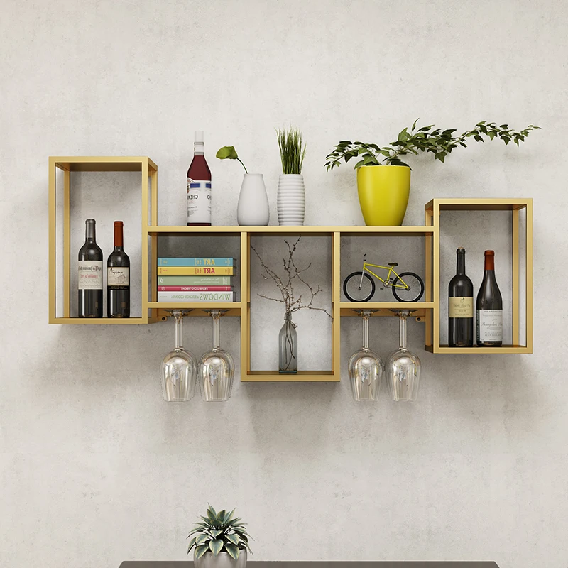 

Nordic wrought iron wine rack wall hanging wall rack creative decoration restaurant Fashion