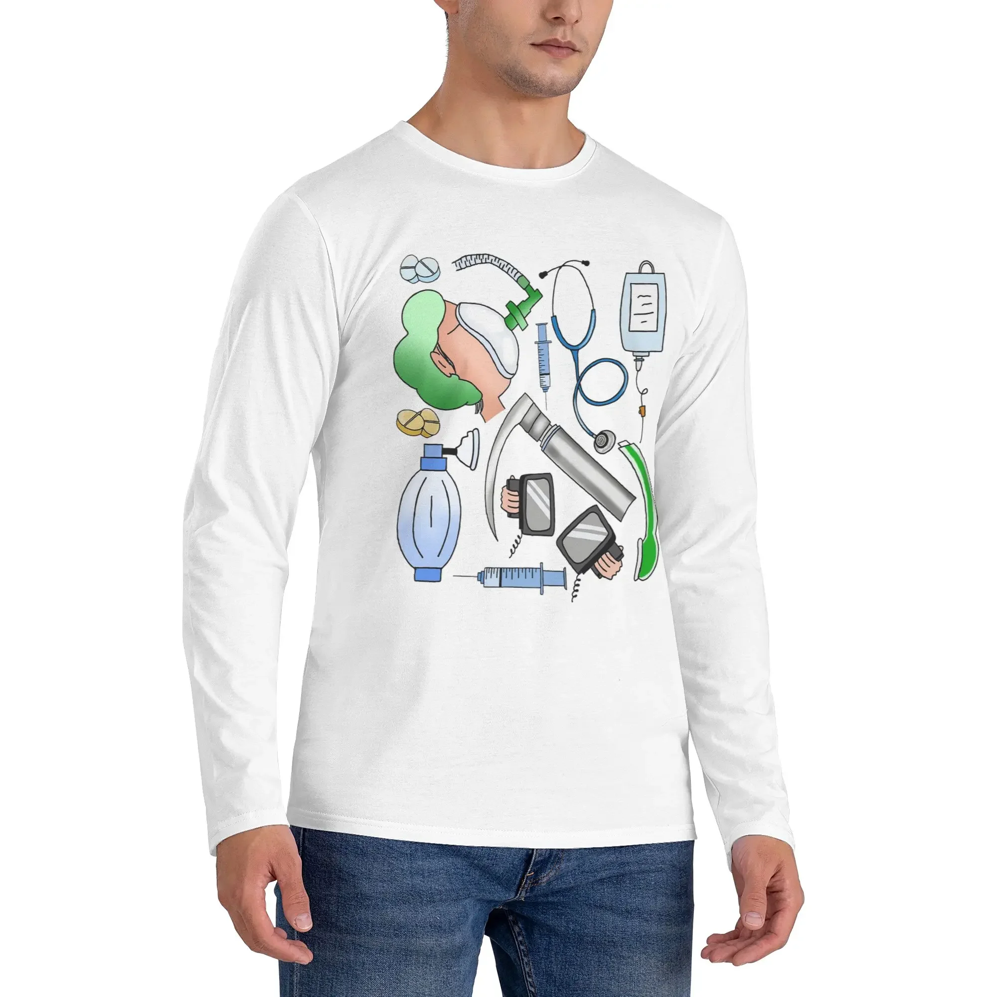 

anesthesia Men's Long Sleeved T-shirt Fashion Round Neck T shirts Spring and Autumn Men tops