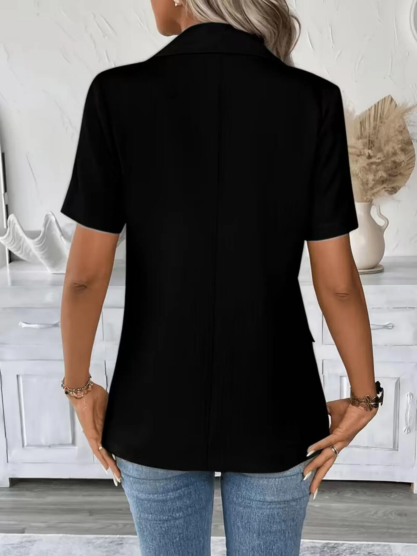 Ladies Casual Solid Color Versatile Short Sleeve Suit Jacket Comfortable Fashionable Women's Clothing