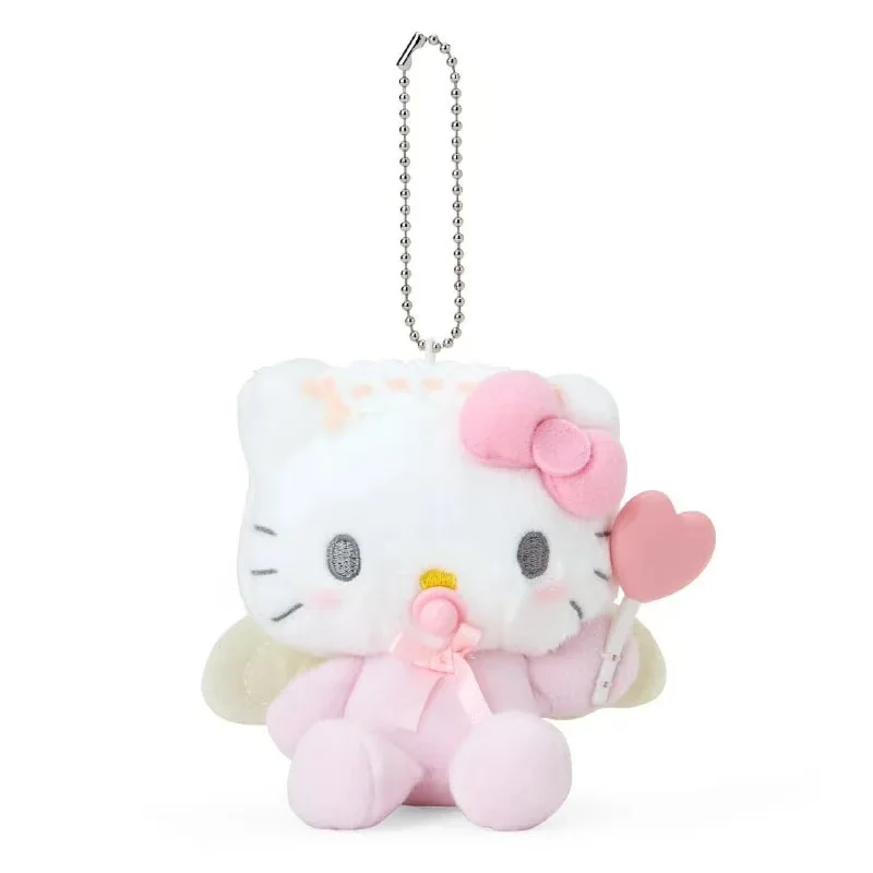 12cm Uroczy Kreskówkowy Sanrio Aniołek Dziecko Diabełek Smoczek Seria Kuromi My Melody Hello Kitty Pluszowa Lalka Brelok Zawieszka do Torby Zabawka Prezent