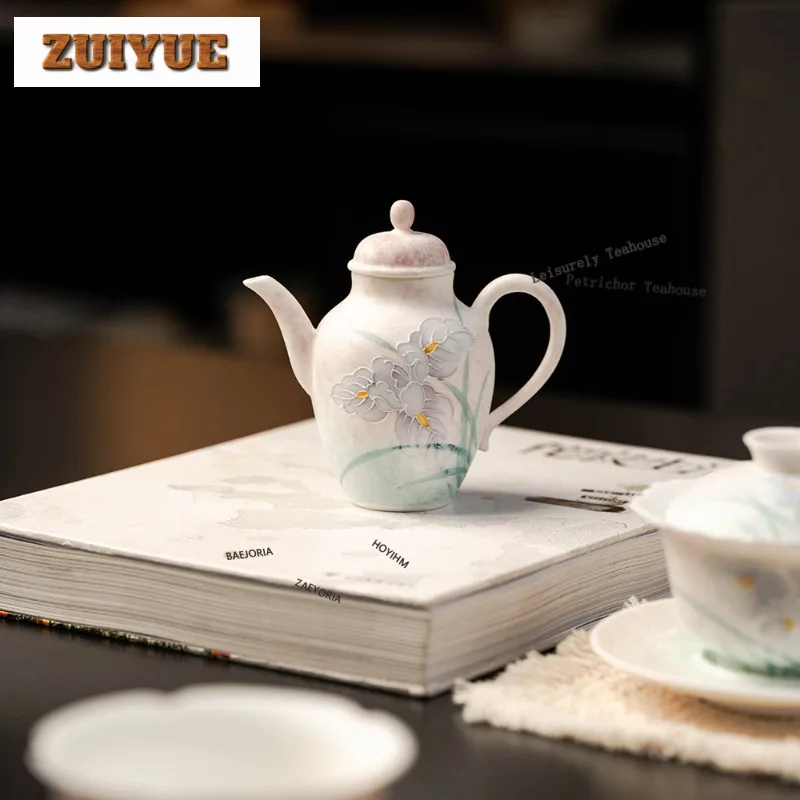 130ml Hand-painted Iris Teapot Handmade Tea Infuser Pot Household Tea Maker Kettle With Ball Hole Tea Services Supplies Gift