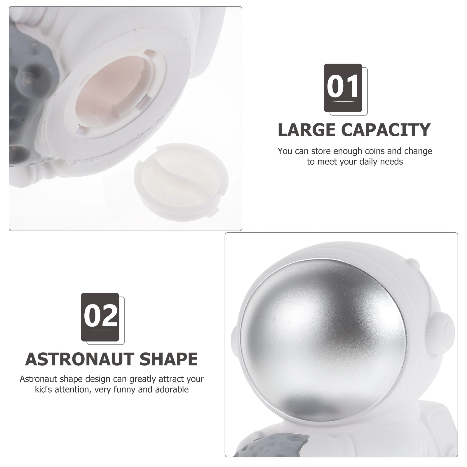 Astronaut Shape Piggy Bank Large Capacity Premium Material Cute Saving Bank For Kids Decorative Desktop Ornament Household