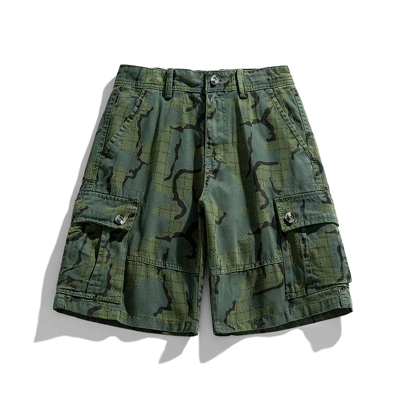 Fashion Street Cargo Shorts Men's Summer 2024 New Loose Straight Casual All-Match Fashion Printed Cropped Pants