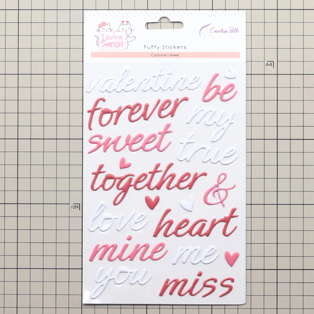 Creative Path Loving Season Puffy Stickers Valentine Mothers Love Words Deco Stickers For Scrapbooking DIY Card Making Crafting