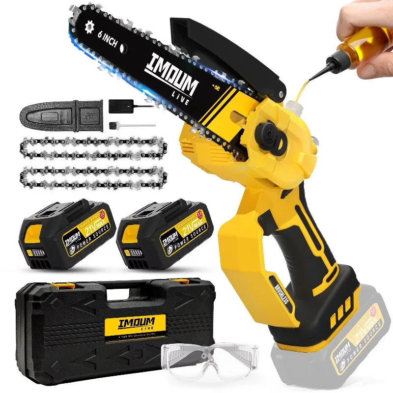 

2025Electric Chainsaw Cordless 6 Inch Fast Powerful Cutting Brushless Electric Handheld Chain Saw With 3.0Ah Battery Powered