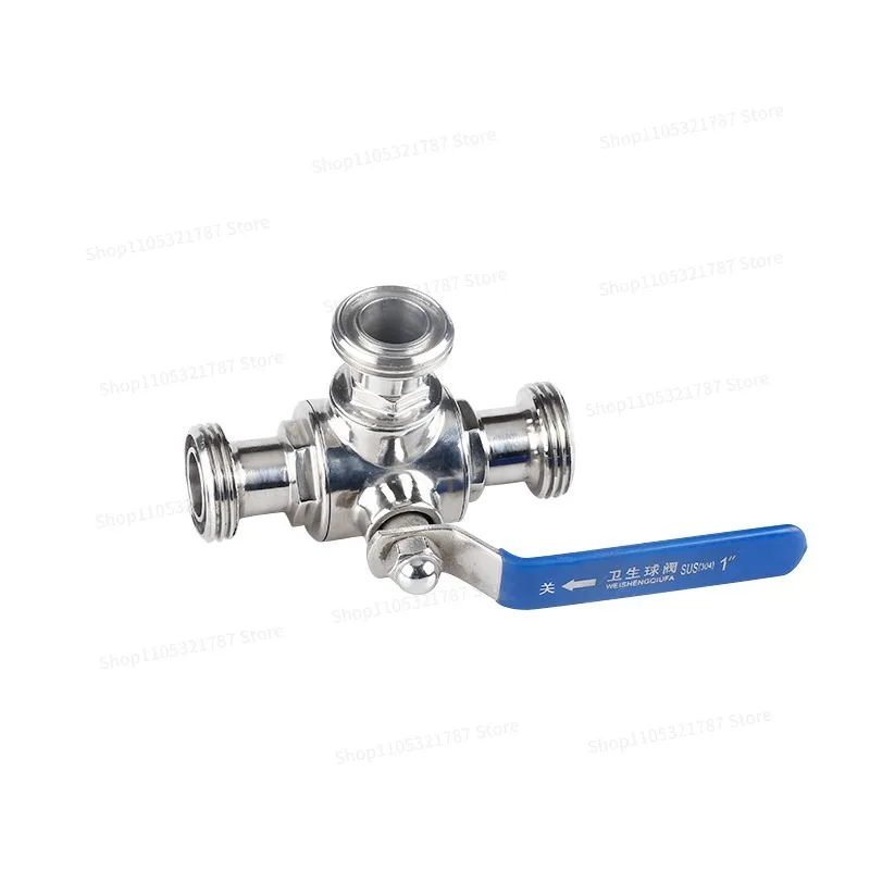 For 304 Stainless Steel Externally Threaded Three-way Ball Valve Sanitary  Three-way Ball Valve Manual T-screw Regulating