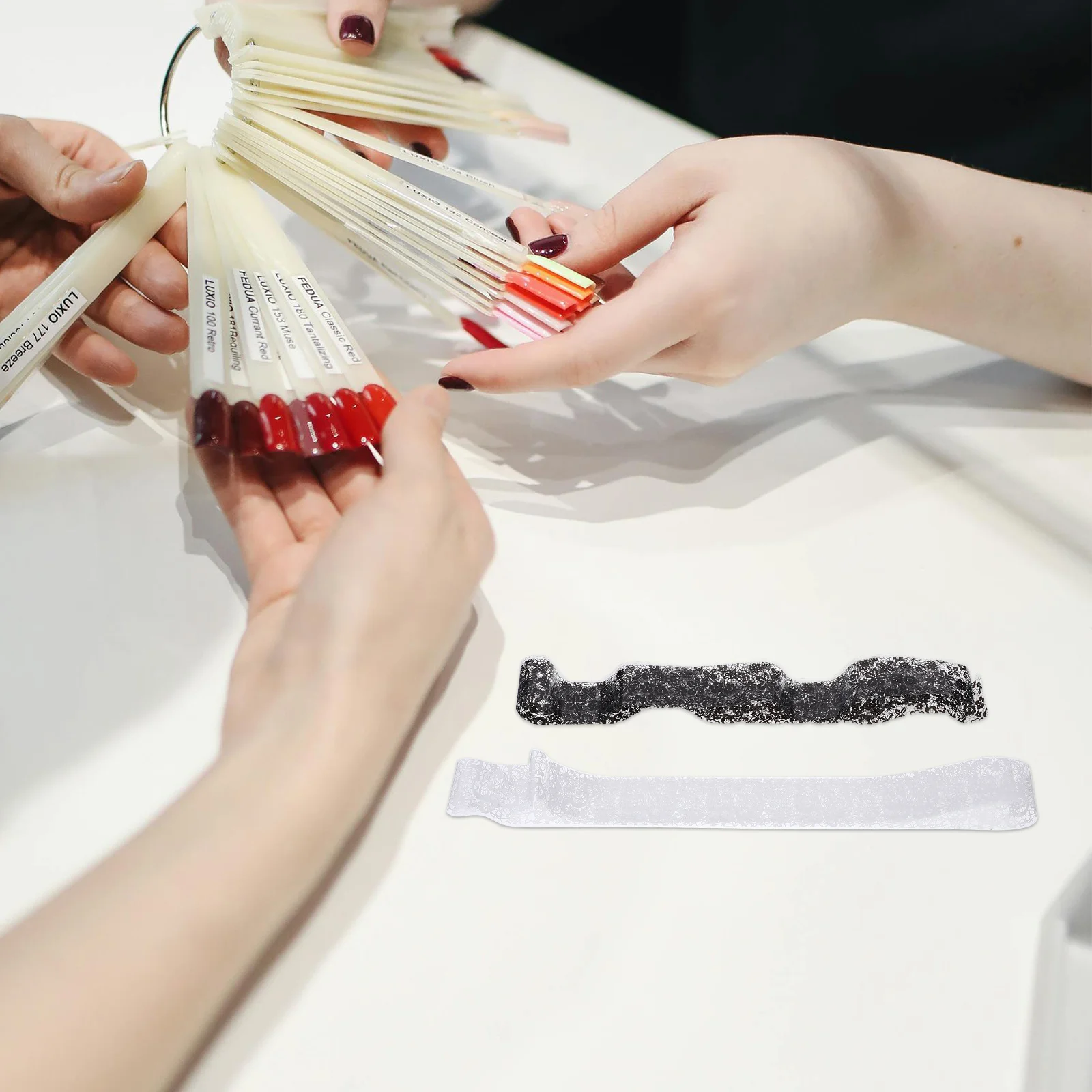 

2 Box Total 20 Rolls Lace Nail Stickers DIY Manicure Fingernail Transfer Decals Black Friendly Material Storage Box