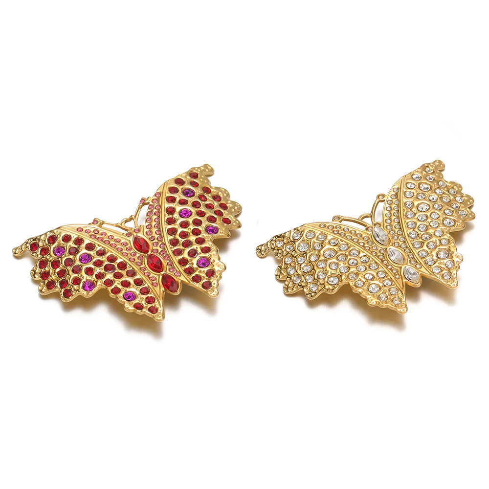 

2Pcs/lot Stainless Steel Butterfly Zirconia Pendants Luxurious Charms for DIY Women Jewelry Making Necklace Earrings Accessories