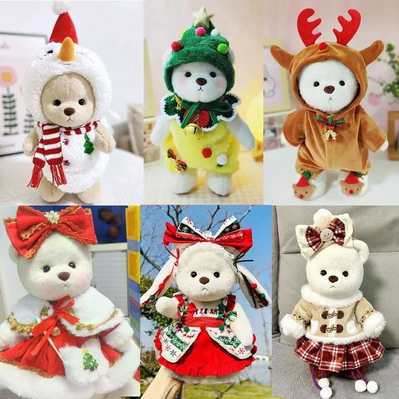 

High Quality 30cm Plush Doll Clothes Plush Bear Toy Christmas Set Decor Doll Accessories Elk Snowman Change Dress Girl Xmas Gift