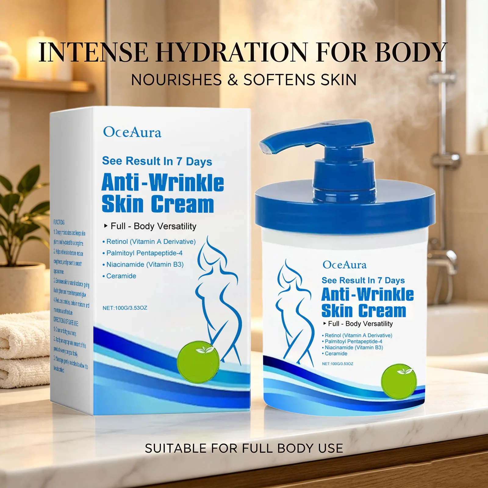 OceAura Anti-Wrinkle Cream Retinol Pore Tightening Silky Refreshing Brightening Skin Care Products Moisturizing Body Lotion 100g