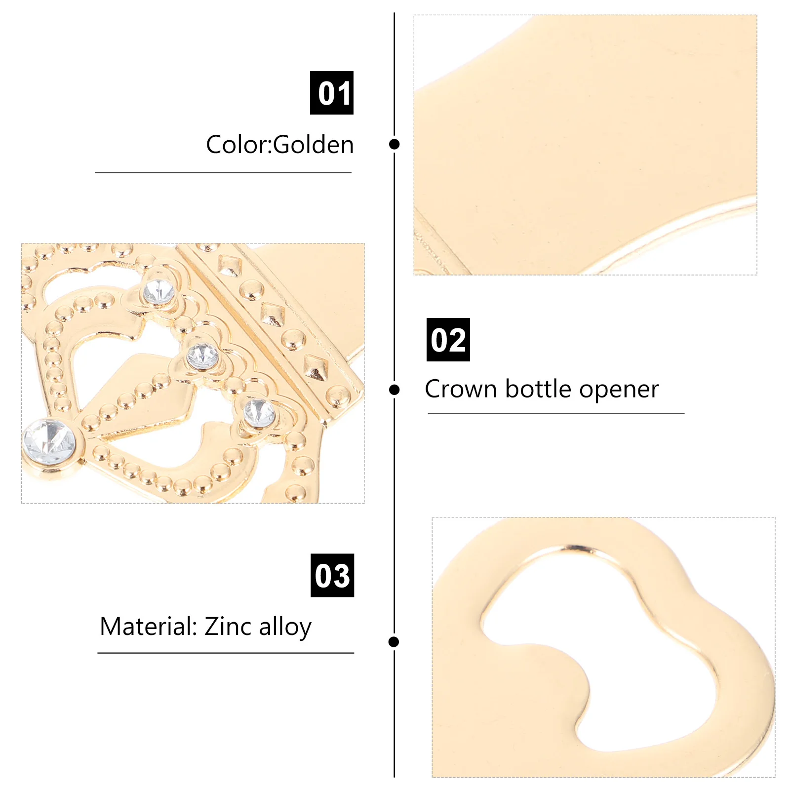 

12 Pcs Crown Corkscrew Universal Bottle Opener Rhinestone Sports Beverage Zinc Alloy Metal