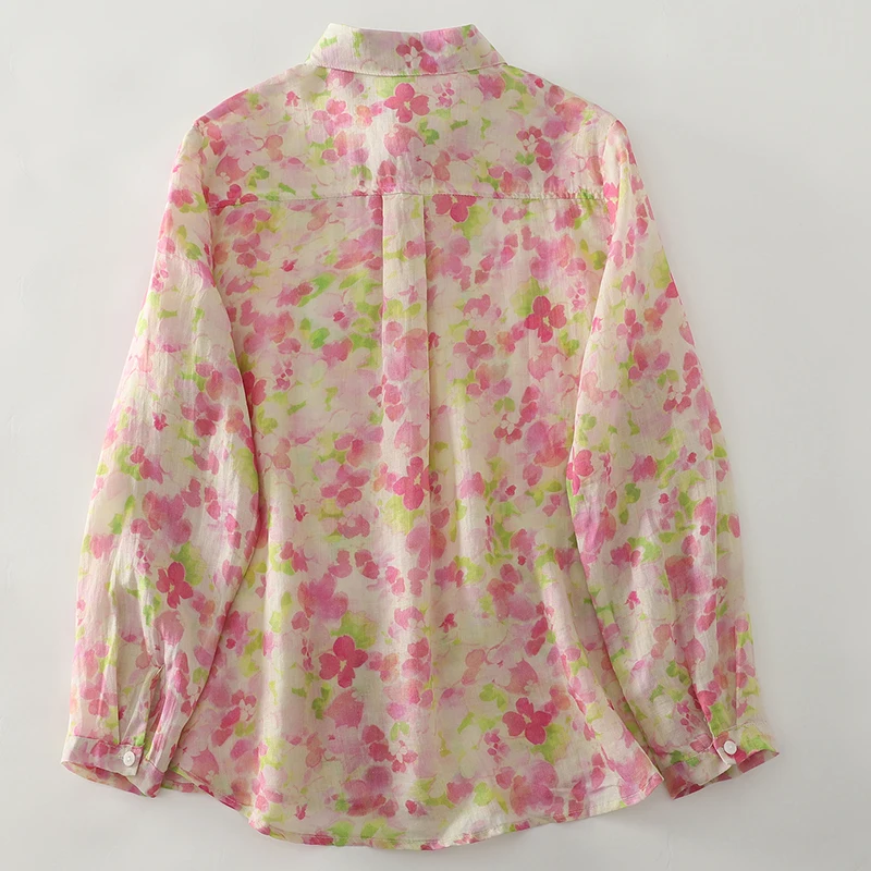 Quali Stampa floreale irt Donna Sottile Estate Lungo Sve Taglio dritto Classico Versatile Fibra di poliestere Top Summer Faion