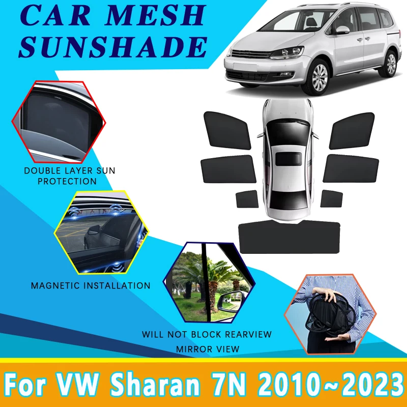 

Mesh Sunshade For Volkswagen VW Sharan 7N 2010~2023 Sun Protection Insulation Magnetic Side Window Privacy Shade Car Accessories