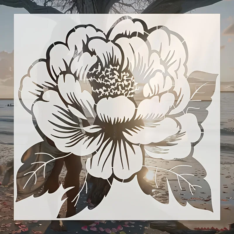 Peony Flower Reusable Stencil Template