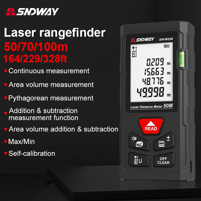 SNDWAY Laser Distance Meter 50M 70M 100M Digital Laser Rangefinder Millimeter Accuracy Self Calibration Laser Electronic Rulers