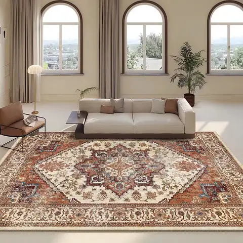 Tapete retrô persa para decoração de sala de estar, área de sofá, 200x300, tamanho grande, antiderrapante, casa, quarto, lavável