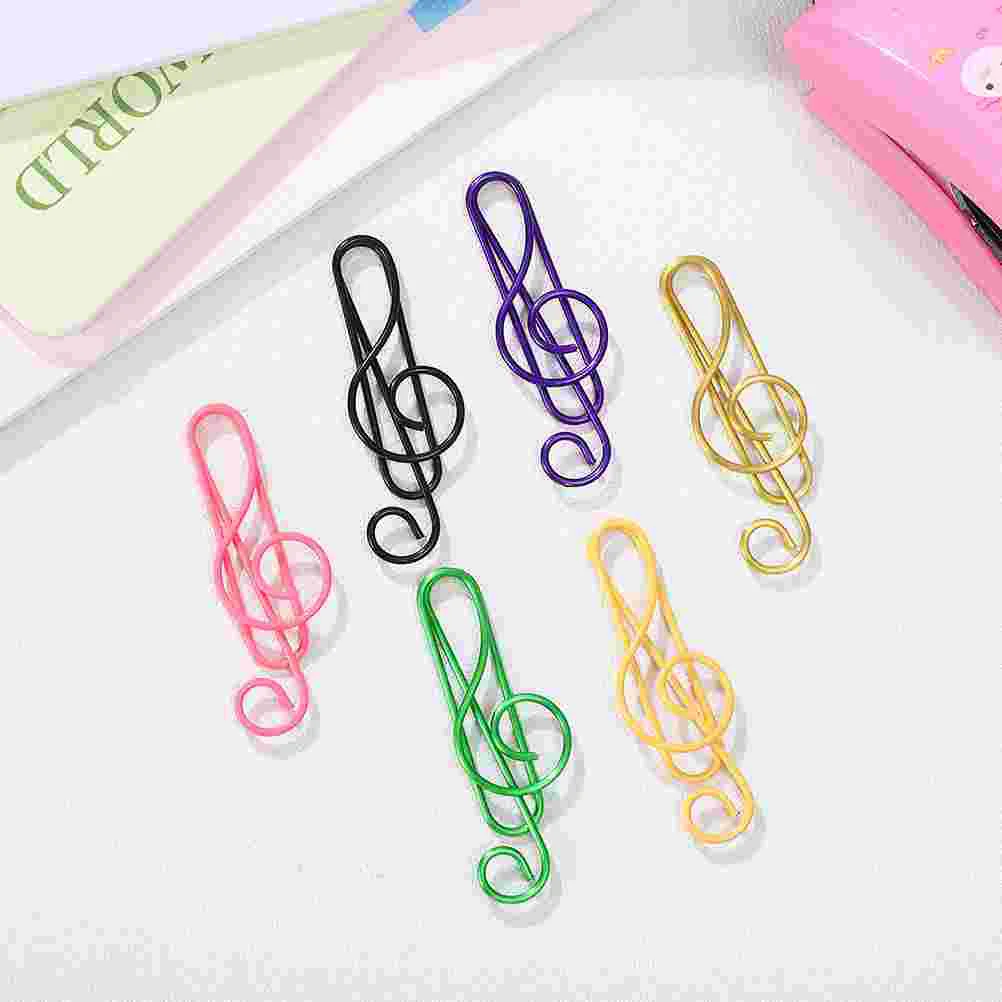 75 Pcs Note Paper Clip File Holder Clips Music Notes School Cartoon Sturdy Metal for Paperwork Page Marker