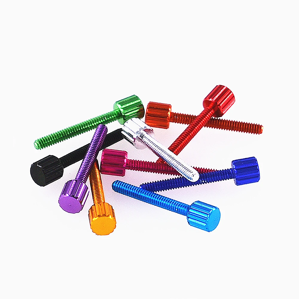 M2 M2.5 M2.6 M4 M5 M6 Aluminum Alloy Knurled Hand Thumb Screw Cylinder Head Hand Tighten Knob Screw Anodized L=4 - 25mm