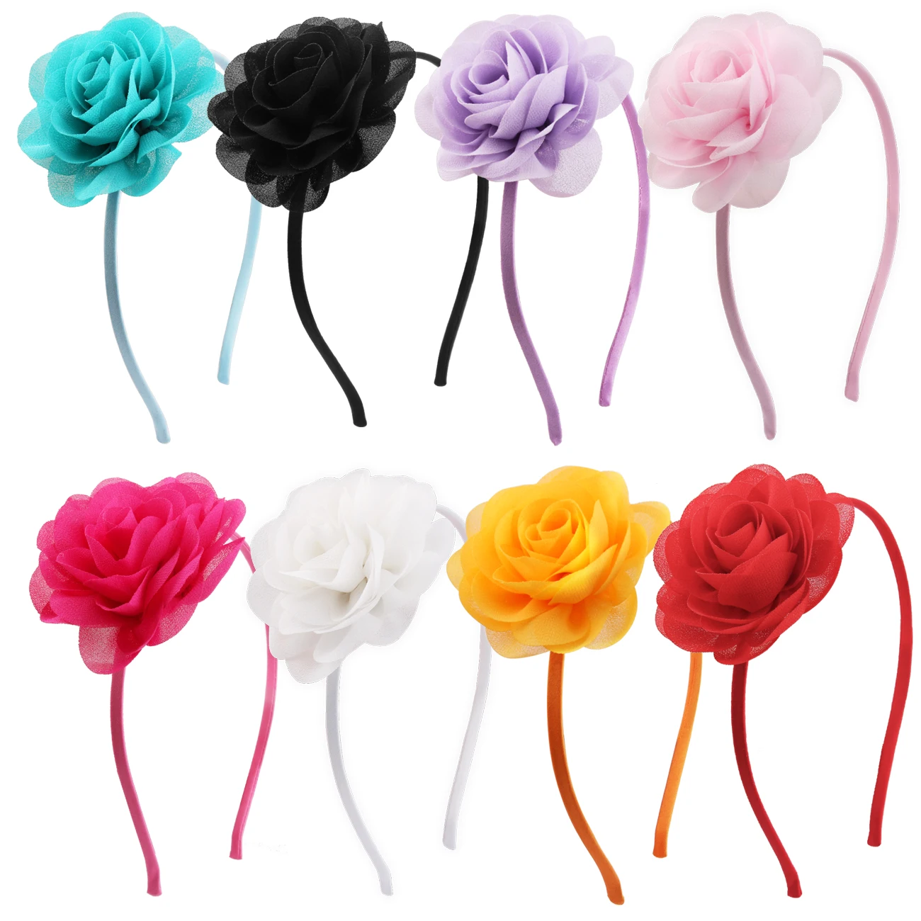 Fashion Colorful Mesh Large Rose Headband Women Elegant Sweet Children's Headband Trend Women's Headband Hair Accessories