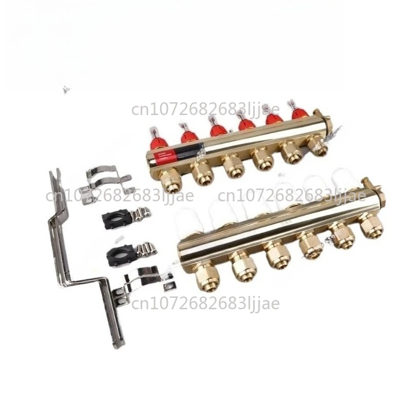 

float flow meter and adjustable temperature control Brass profile floor heating manifold with visual