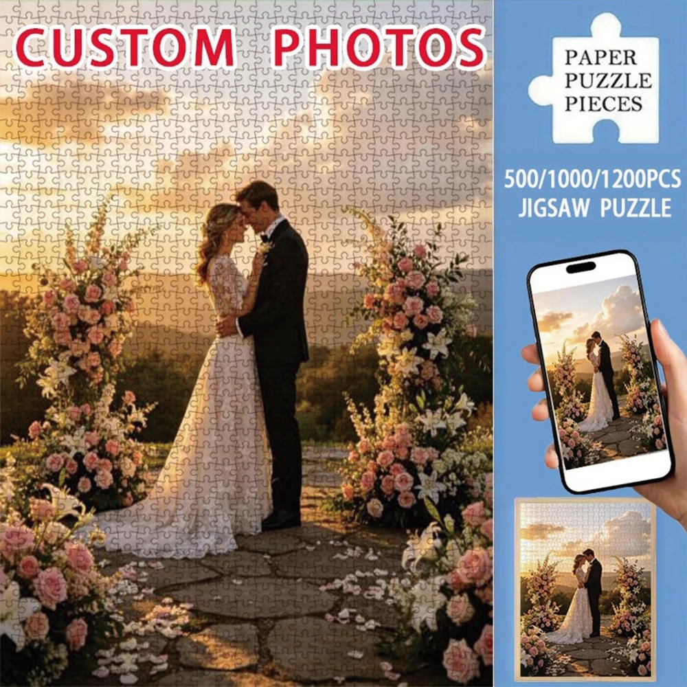 35/300/500/1000pcs Personalized Custom Photo Puzzle Pet Photos Father's Day Back To School Halloween Christmas New Year