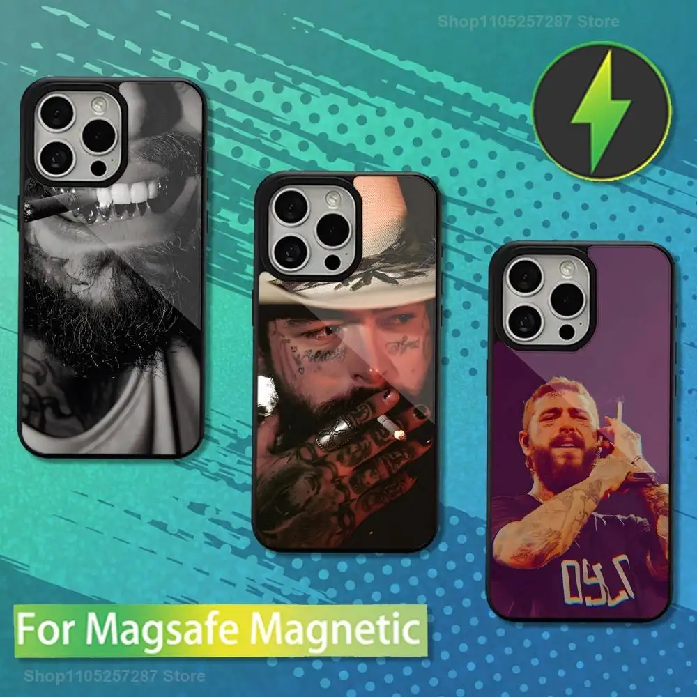 

Singer P-Post M-Malone Hot For iPhone 15,Mini,13,12,Pro,16,17,Max,11,14,Plus,For Magsafe,Magnetic Wireless Charging Case