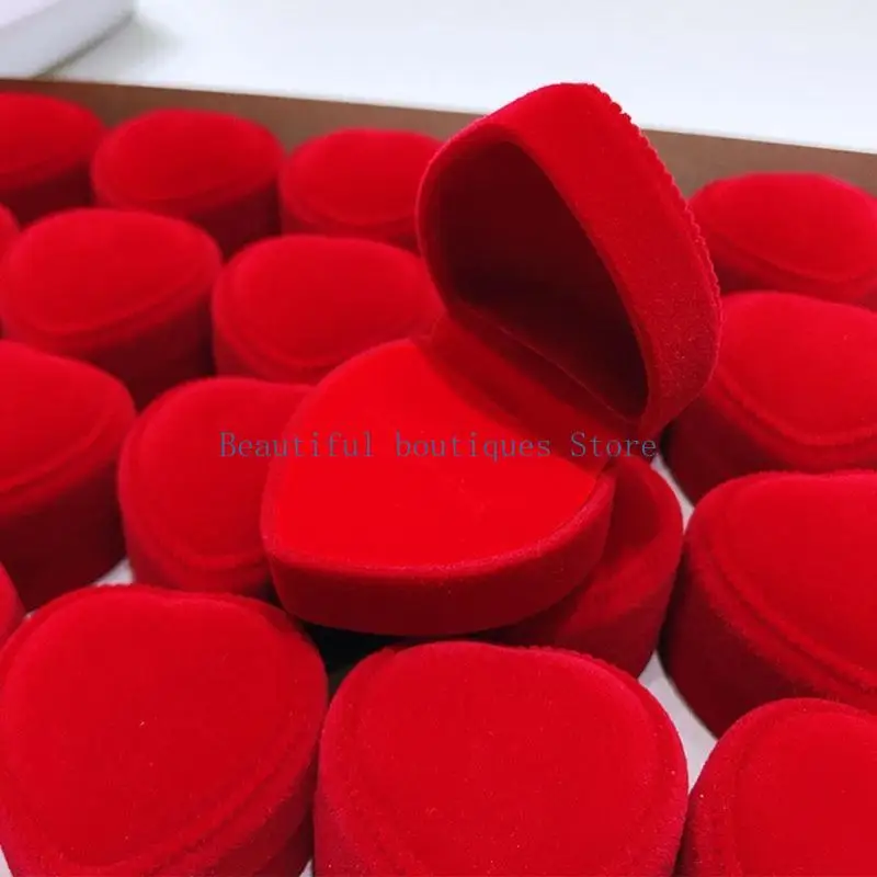 U4LF Red Heart Ring Box Ceremony for Case for Ring Endring Jewel