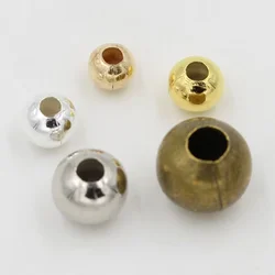100Pcs 2/3/4/5/6/8/10mm Metal Beads Needlework Smooth Round Ball Loose Spacer Beads For Bracelet Jewelry Making Diy Accessories
