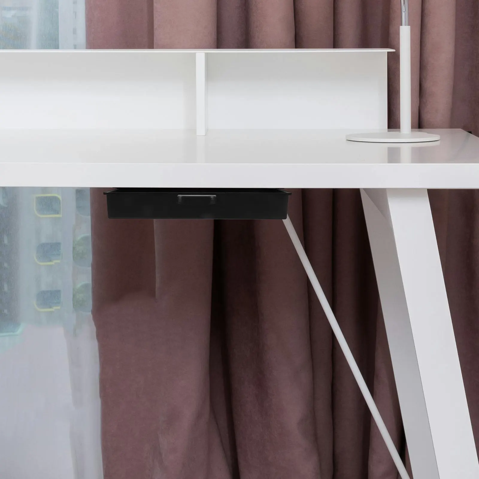No Drill Under Cabinet Drawer Adhesive Slide Out Storage Box for Office Home Kitchen Dormitory Hidden Desk Drawer Organizer