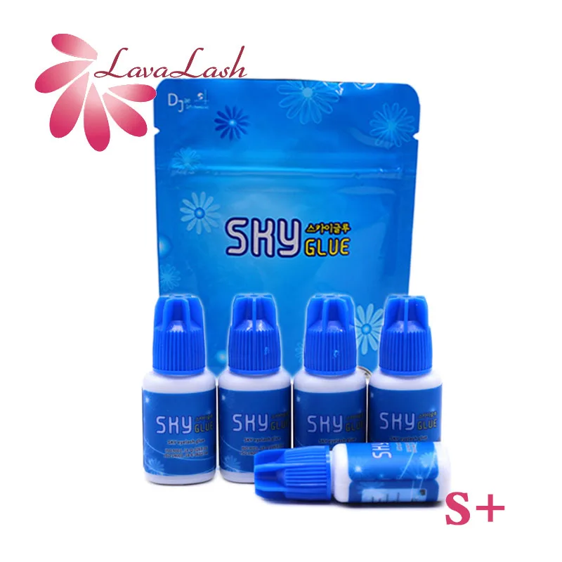 5ml Eyelash Extensions Glue Sky Glue Blue Cap 1-2 Seconds Fast Drying  Adhesive Extra Strong False Lashes Beauty Tool 5 bottles