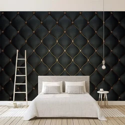 Customized products 3D Black Luxury Soft Bag Leather Photo Wallpaper For Living Room Bedroom TV Background Wall Home Decor Mural