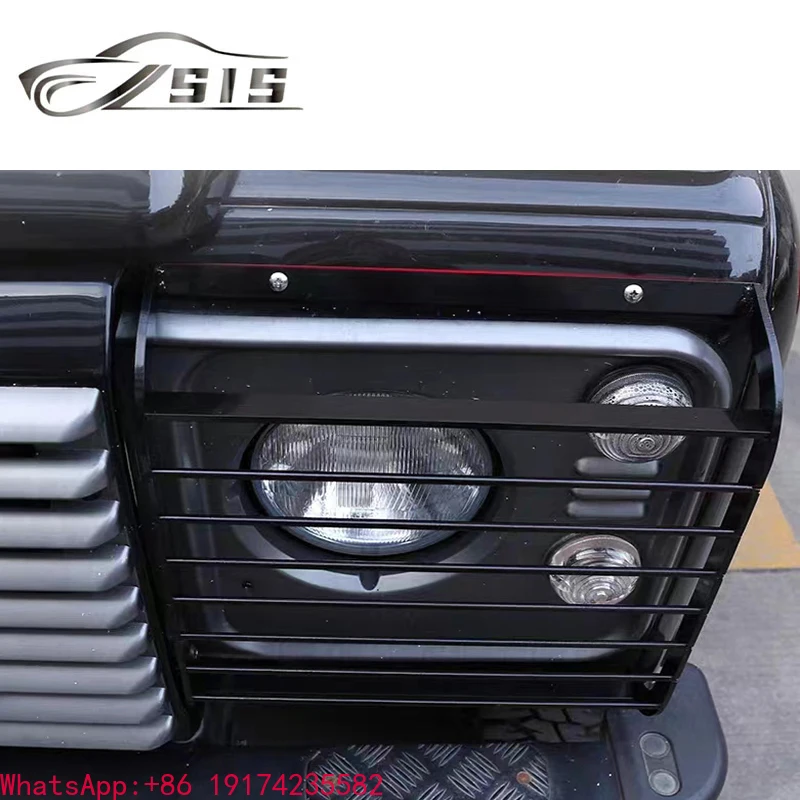 2004-2018 سنة De-fe-nd-er غطاء المصباح الأمامي المقاوم للصدأ 90/110 مادة الصلب مصباح الحرس مصابيح السيارة الأمامية حماية السيارات السيارات Pa #1