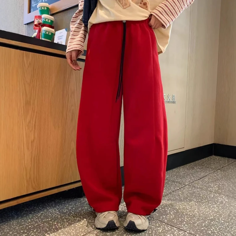 

Весенняя распродажа 2026: Женские спортивные брюки, корейские повседневные спортивные штаны на шнурке, высококачественные свободные широкие брюки в пол