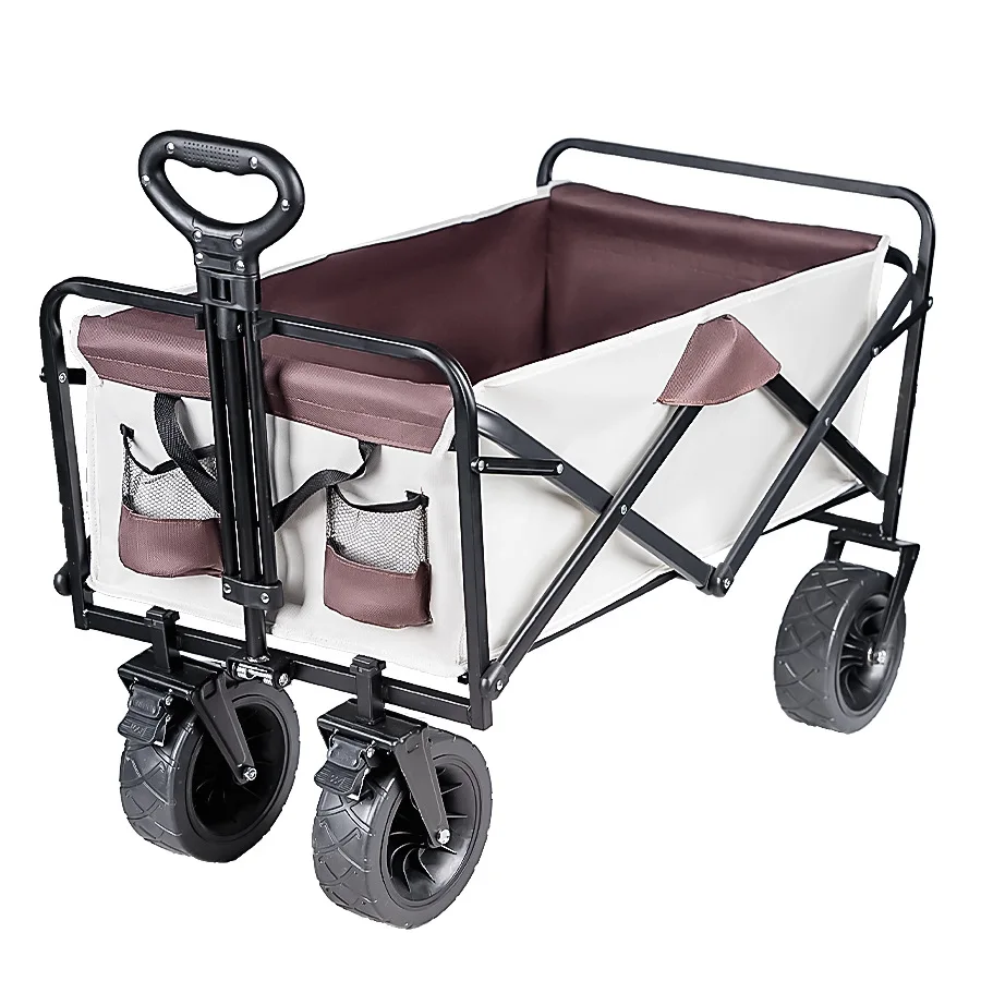 

Heavy Duty Folding Camping Wagon Outdoor Utility Cart with Wheels Portable Trolley for Beach Garden Picnic