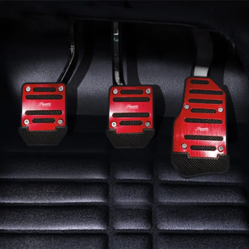 Universal Racing Car Sports Manual Automatic Clutch Gas Brake Foot Mat Set Nonslip Pedal Pads Cover Aluminium Alloy