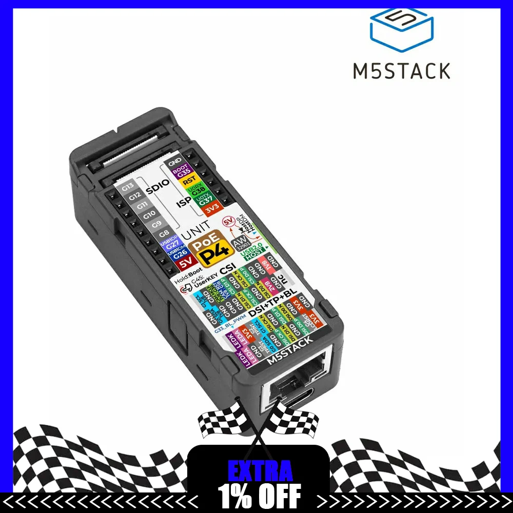 M5Stack Unit PoE with ESP32-P4 PoE Ethernet Embedded Controller Module for IoT Development