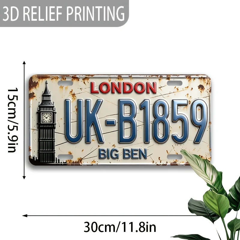 1pc 3D Vintage Metal Aluminum Address Plate | Decorative Sign and Plaque, 30.48x15.24 cm, Travel Souvenir, Rustic Style, Gift fo