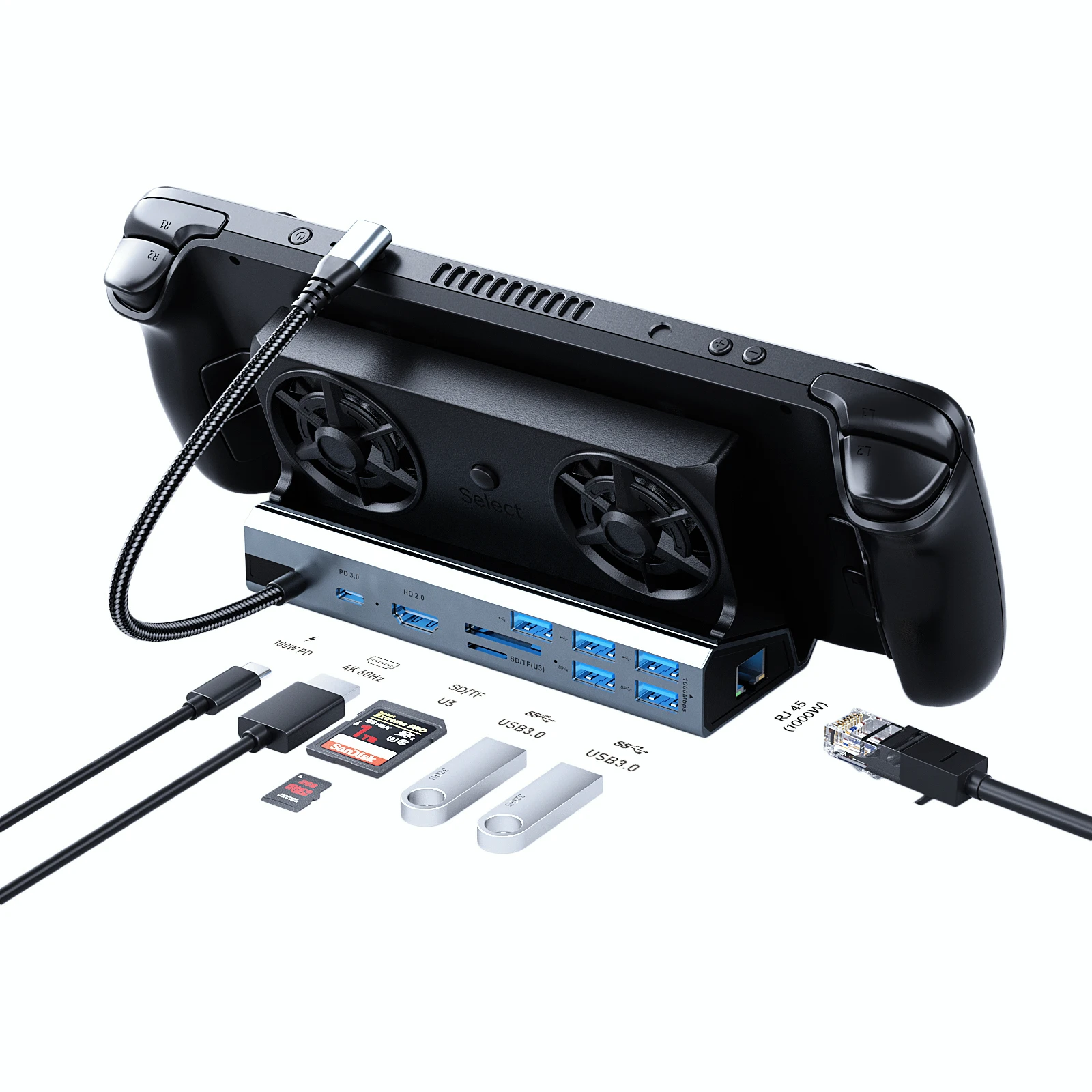 QYFANG Steamdeck آلة الألعاب محطة إرساء قاعدة حامل مروحة محمول متوافق مع مفتاح rog 2 #2