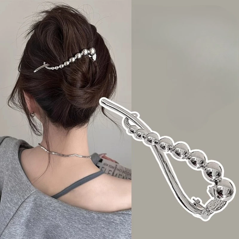 

Sliver Beads Banana Clip Hair Clasp Elegant Irregular Women Hair Clip Girls Claw Headdress Hair Accessories Korean Style Hairpin