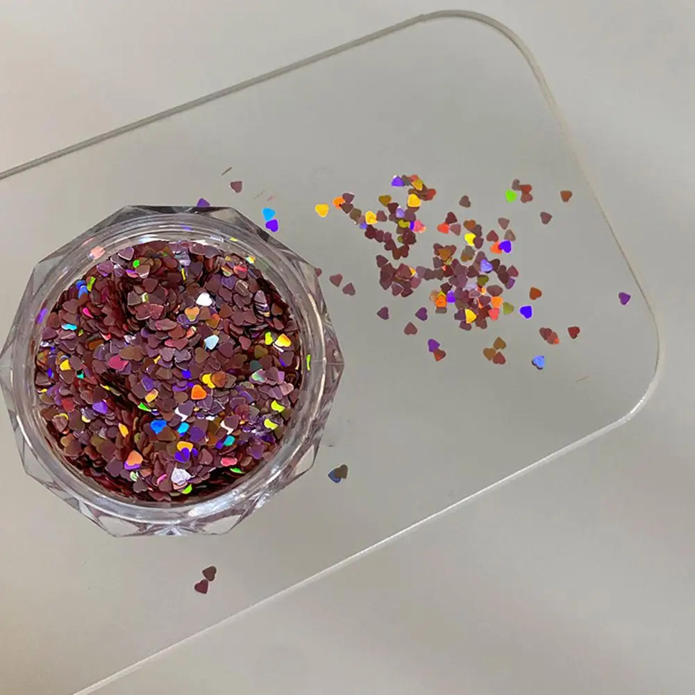 ミニ愛するハート形グリッターパウダーネイルチャームゴールドとシルバーのスパンコールパウダー冬のネイルアクセサリー装飾