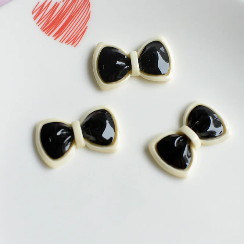 10pcs Kawaii 3D Black Bear Rabbit Heart Bowknot Resin Flatbacks Cabochons Craft Materials Ornaments for Crafts DIY Accessories