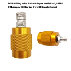 High Quality SCUBA Valve Air Filling Station Charging Adapter to G5/8 or 5/8BSPP DIN Adaptor 300 Bar W/ 8mm QD Coupler Socket
