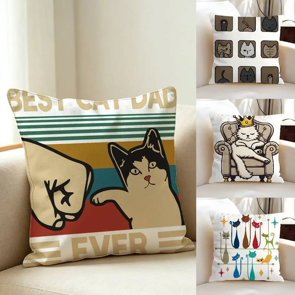 Funny Cartoon Cat Cute Throw Pillow Cover Neutral Decor Cushion Cover Soft Sofa Couch Bed Home Decor Pillow Case